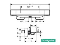 MEDIDAS TERMOSTATICA DUCHA ECOSTAT E HANSGROHE